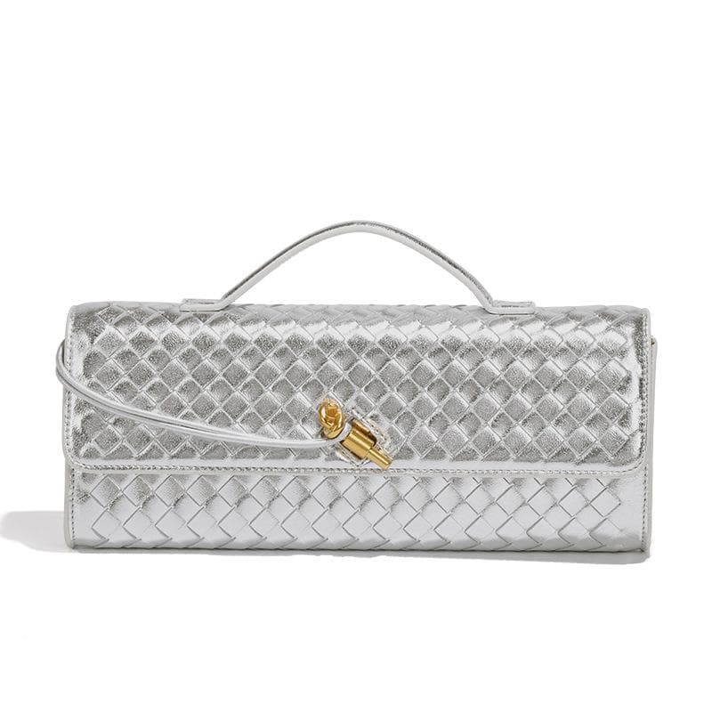 Personalized and High-end Woven Dinner Bag, Elegant Hand-held Shoulder Bag for Women, Vintage Horizontal Baguette Bag, Casual Crossbody Bag