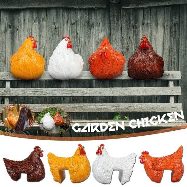 Resin Rooster Chicken Desktop Decor Rooster Garden Statue Chicken Yard Art Outdoor Decor Farm Animal Lawn Decor yellow