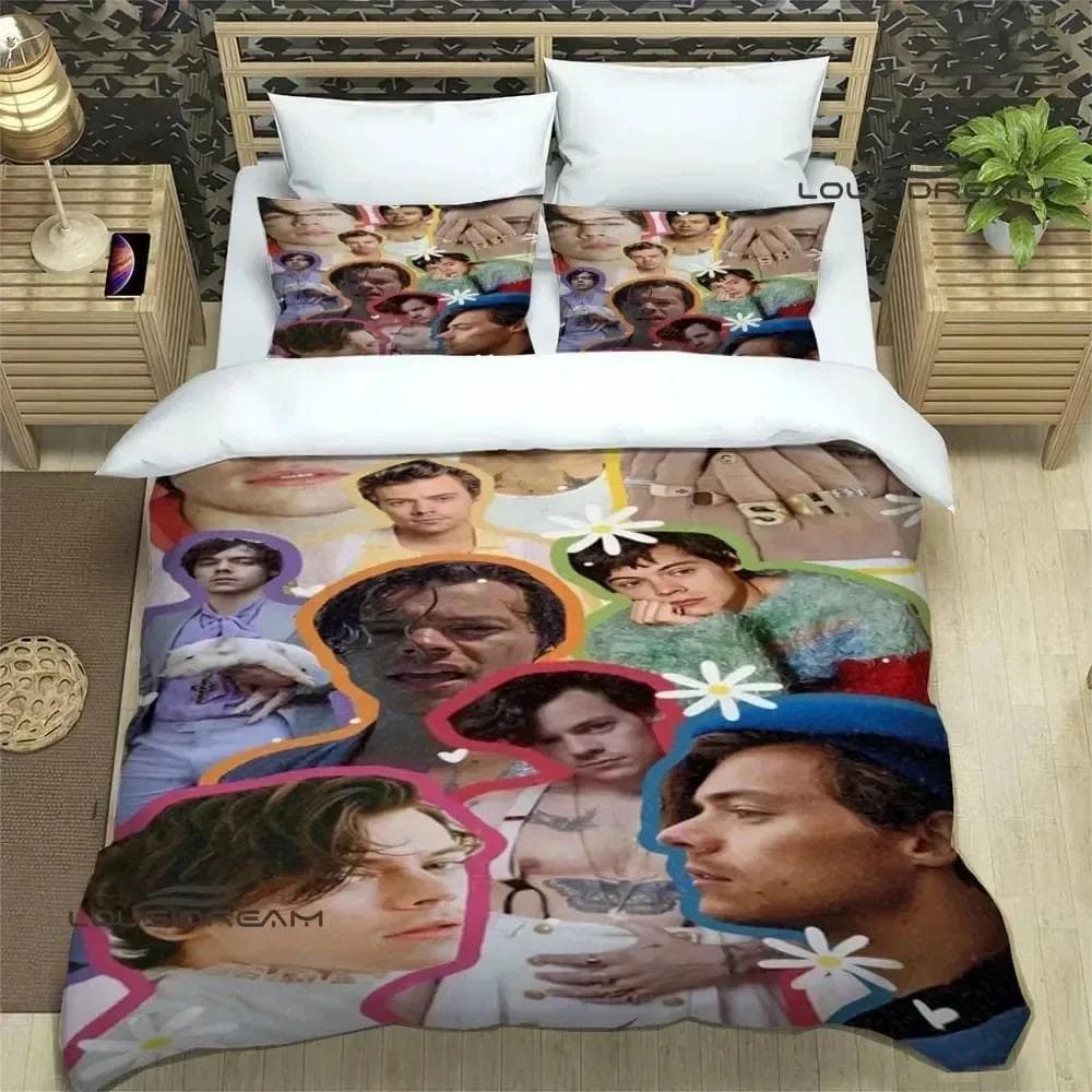 Singer H-Harry-Styles Bedding Sets exquisite bed supplies set duvet cover bed comforter set bedding set luxury birthday gift EU Single 135x200cm