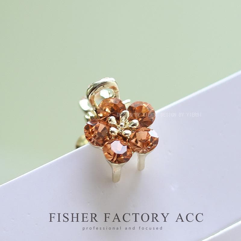 1pc Small Bangs Catch Clip Crystal Flower Side Hairpin Mini Hair Claw Rhinestone Headwear Headress Shark Clip Hair Accessories gold
