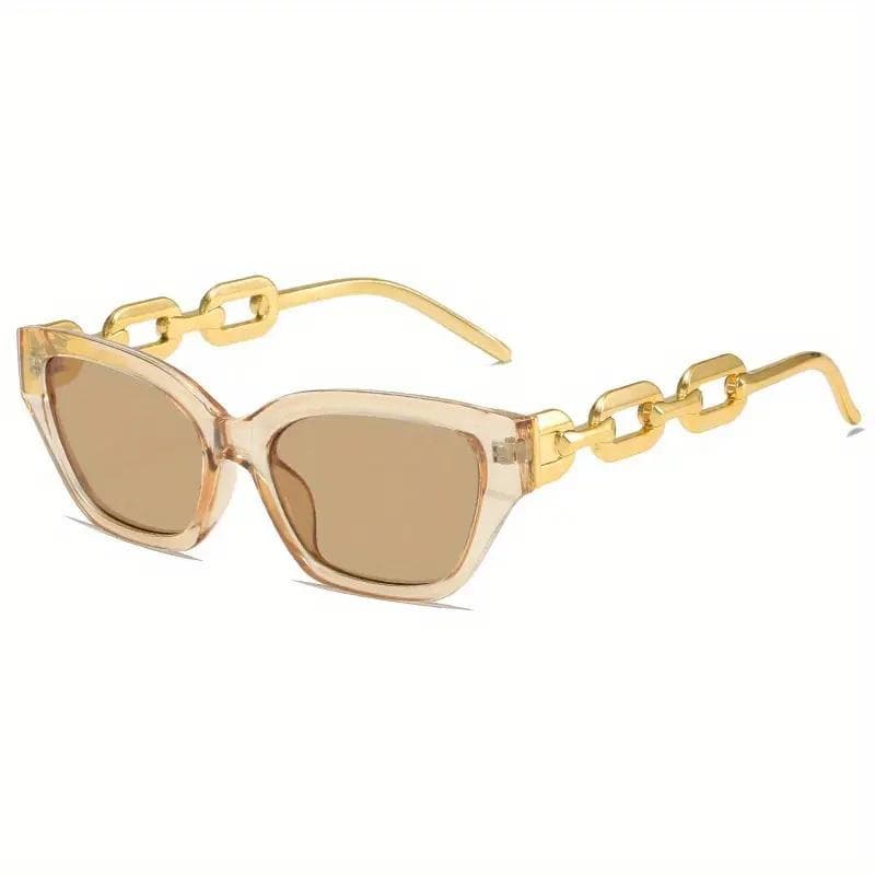 Cat Eye Sunglasses Women Men Mirror Lens Chain Charm Glasses For Summer Beach Party Fashion Accessories
