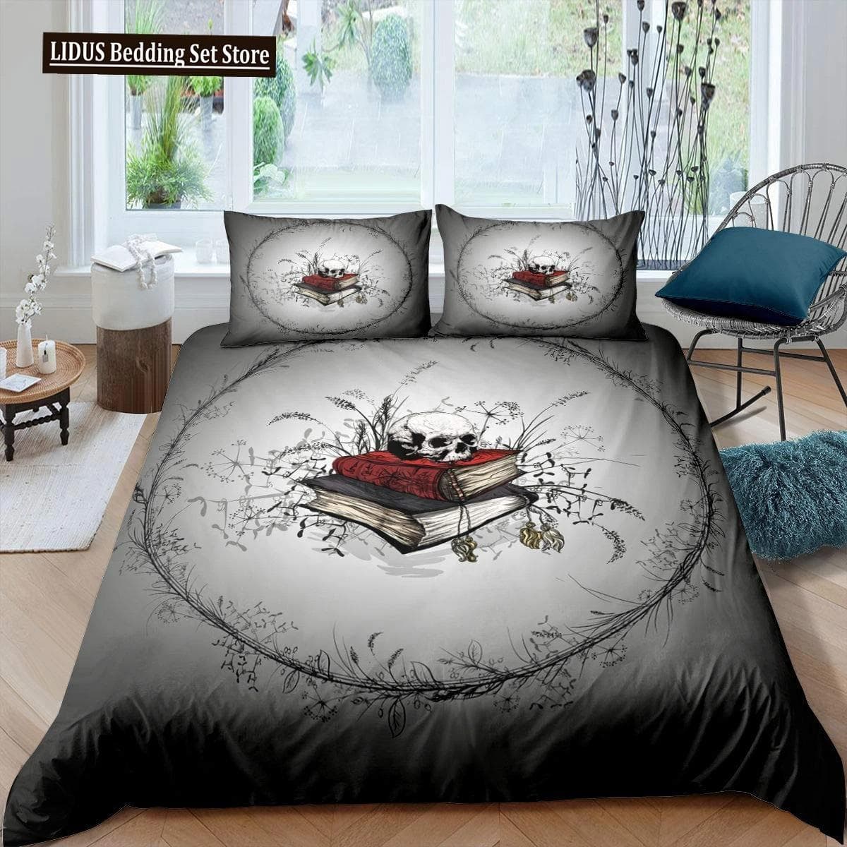 Books Lovers Gift Duvet Cover Set Full Size,Readers And Literary Lover Bedding Sets,Vintage Librarians Bookshelf Comforter Cover EU Single 135x200cm
