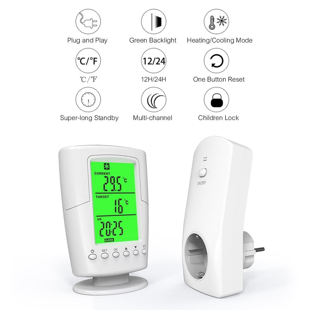 Smart Plug in Socket Heating Cooling Devices Control Socket for Pairing with Remote Control EU Plug