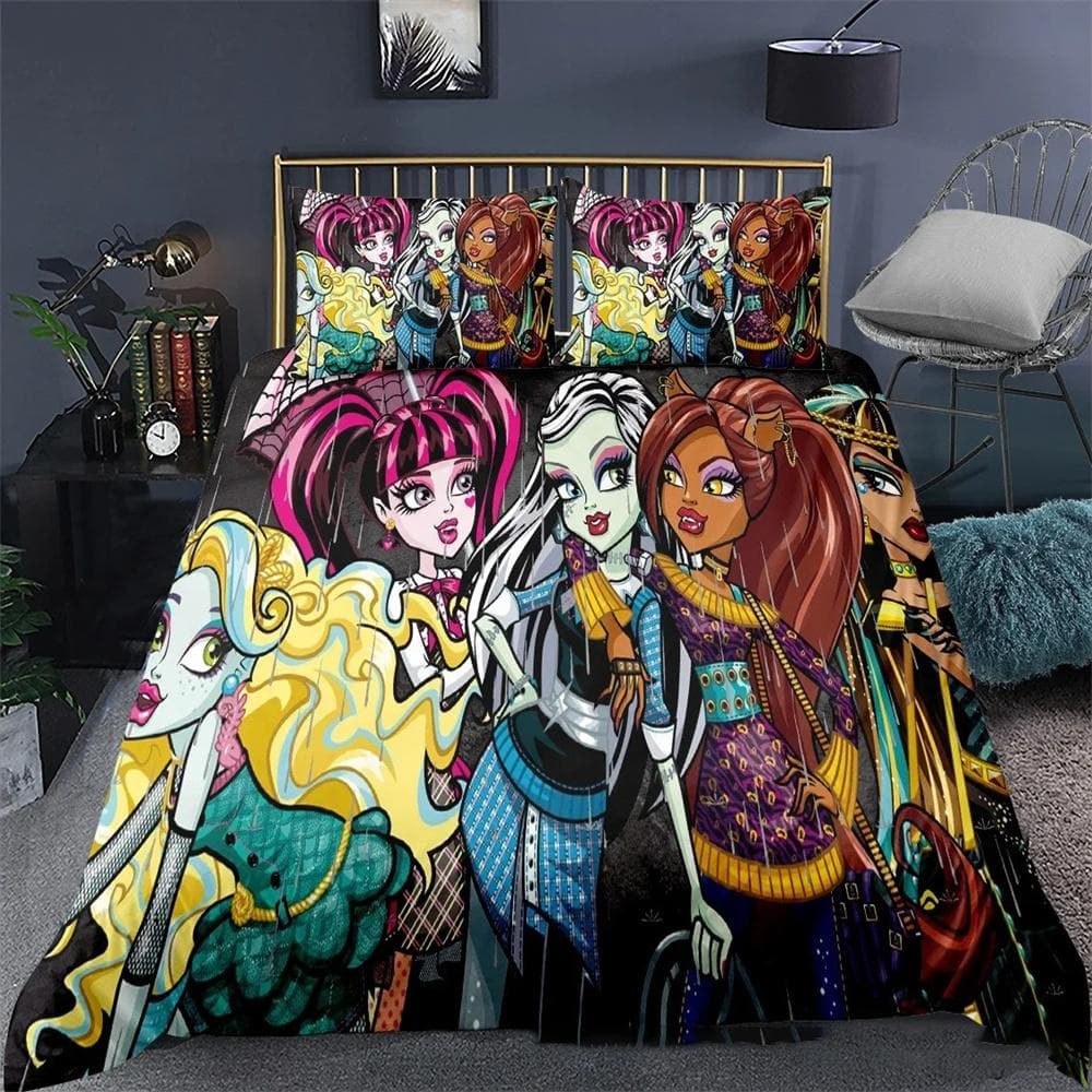 3D Printed Monster High Bedding Set Duvet Cover Bedroom Comforter Covers Single Twin King Size Quilt Cover Home Textile 2/3PCS 175X220cm-3pcs