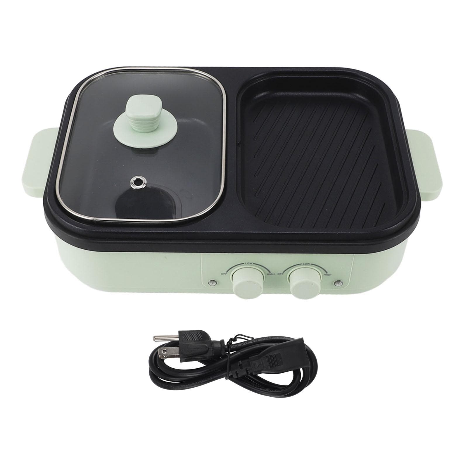1300W Electric Cooker with Divider Non Stick Dual Sides Electric Hot Pot Frying Cooking Pot for US Plug