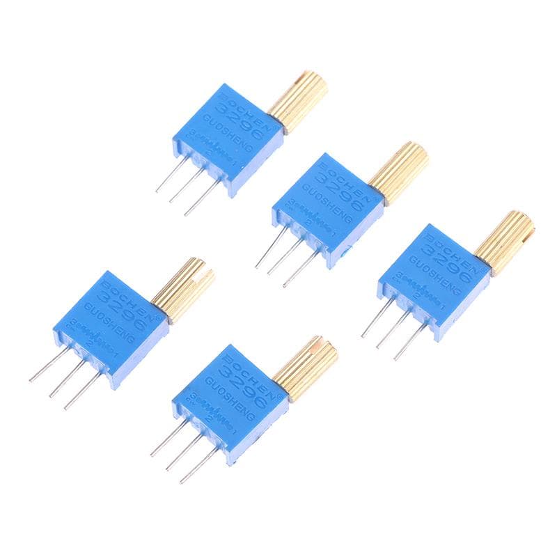 5Pcs 3296W Multi-Turn Adjustable Potentiometer 1K2K5K10K20K50K100K200K500K1M Metal Shaft Long Handle W503-(50K)