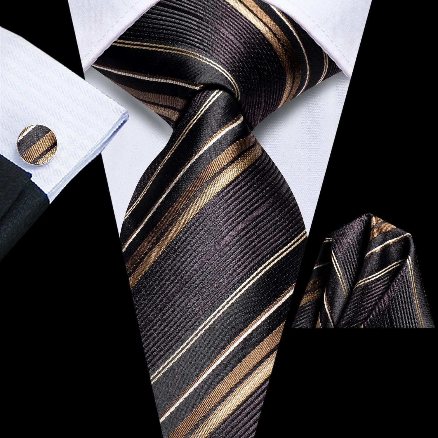 Hi-Tie New Fashion Mens Tie Business Necktie Hanky Cufflinks Tie Set N-3768