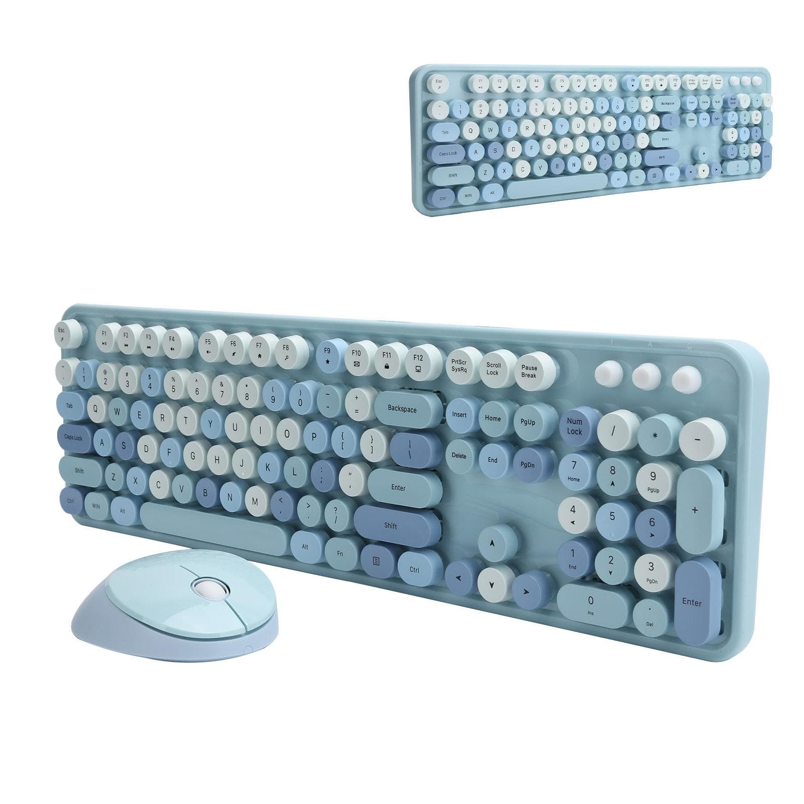 2.4Ghz Wireless 104 Key Keyboard and Mouse Set Office Desktop Cute Keyboard for Computer(Couleur blue