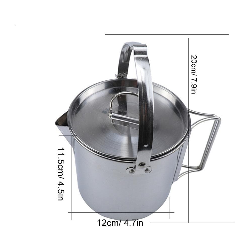 Camping Cooking Pot Stainless Steel Portable Campfire Pot Water Cup for Outdoor Camping Hiking