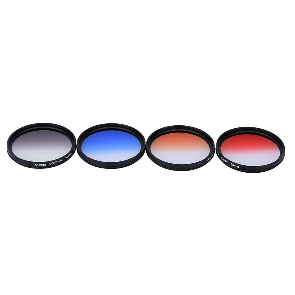 Andoer Professional 55mm GND Graduated Filter Set GND4(0.6) Gray Blue Orange Red Graduated Neutral 55 mm