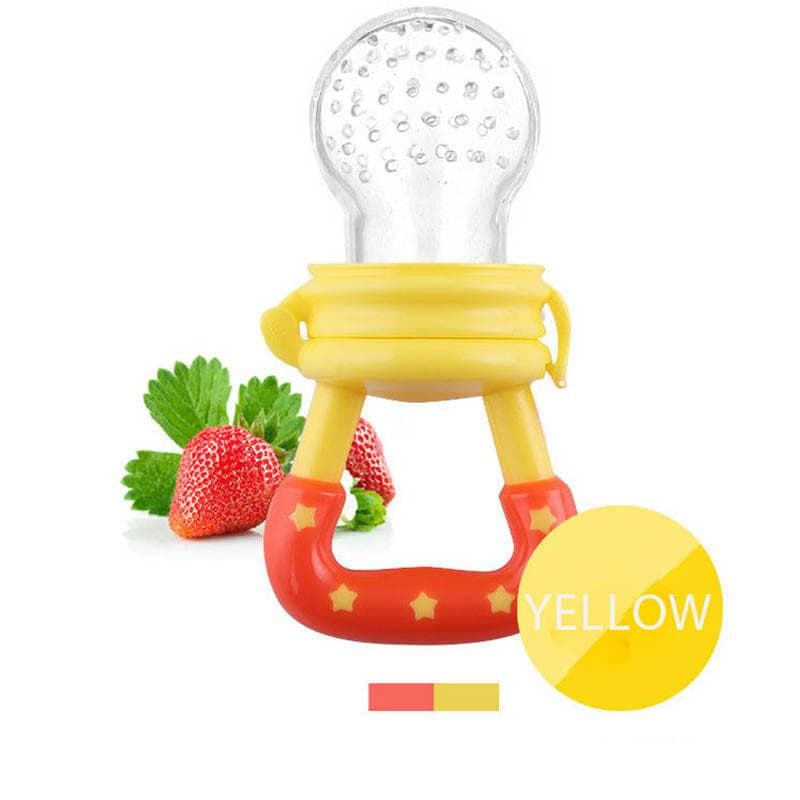 1pcs Fresh Fruit Food Nibbler Baby Pacifiers Silicone Baby Feeder L yellow