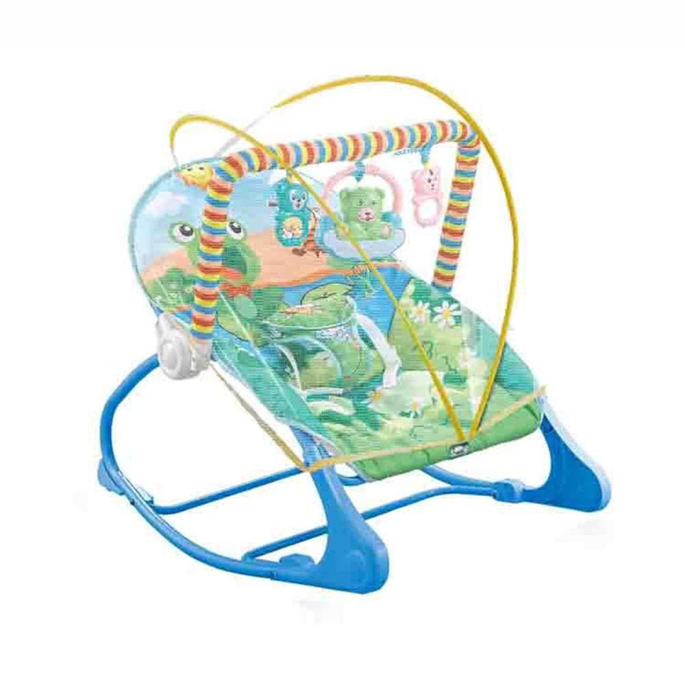 Portable Baby Bouncer Soothing Vibrating Infant Seat Baby Rocking Chair for Max. 18kg40lbs Babies With Bed Net blue