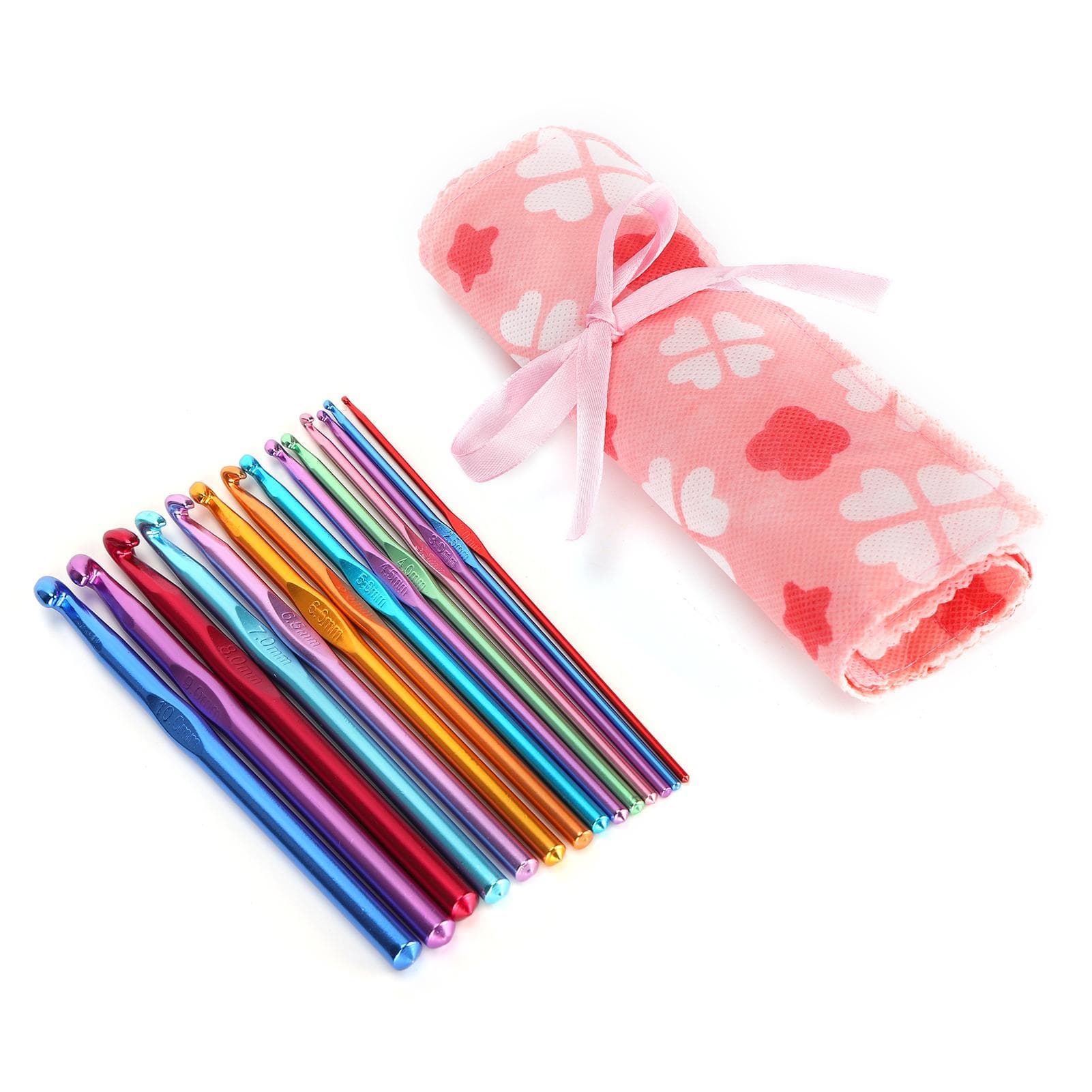 14Pcs Crochet Needle Set Aluminum Oxide Weaving Sewing Knitting Hook Kit with Storage Bag