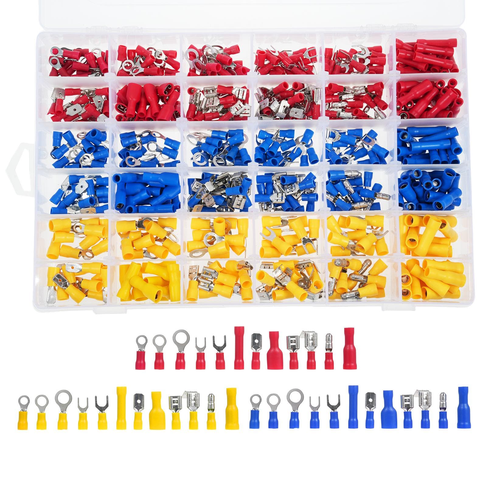 840PCS Cold Pressure Terminal Set Electrical Wire Connectors, Insulated Wire Crimp Terminals, Mixed 540Pcs multicolour