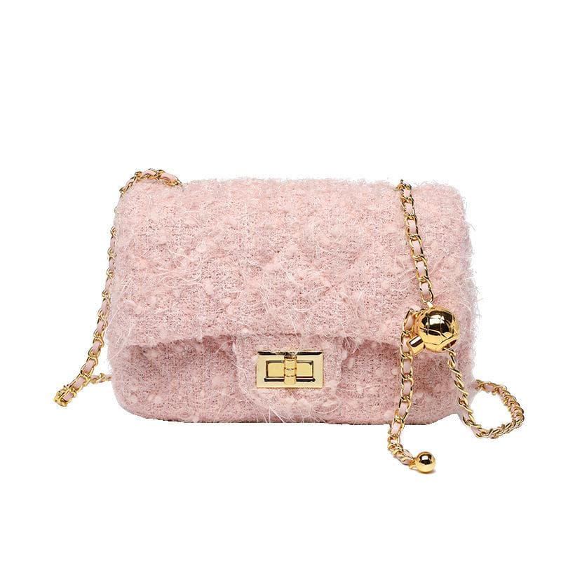 Sweet Girl Autumn and Winter Niche Design Chain High-end Multi-function Single-shoulder Handbag pink