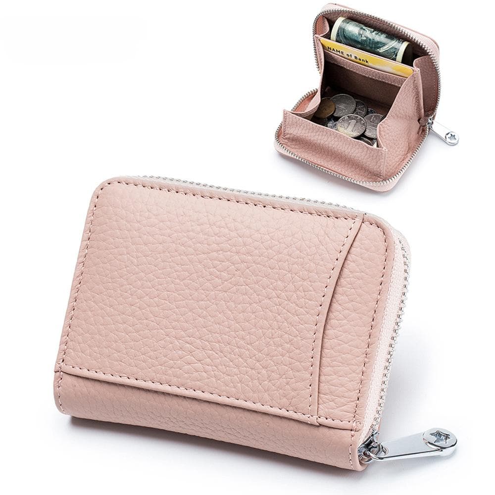 New Women Wallets Female Genuine Leather Purse Large Capacity RFID Purses Small Soft Cowhide Money Bag Mini Coin Card Holders pink