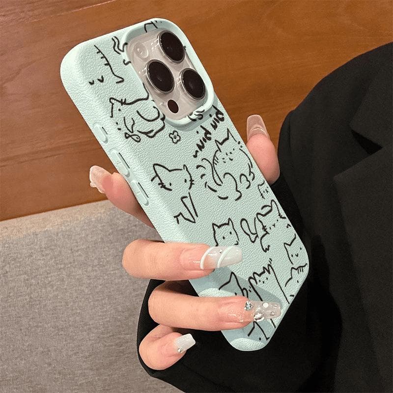 Leather-lined Cats Suitable for Apple Phone Case 16/15/14plus Soft Shell IPhone16promax iPhone 11 Pro Max