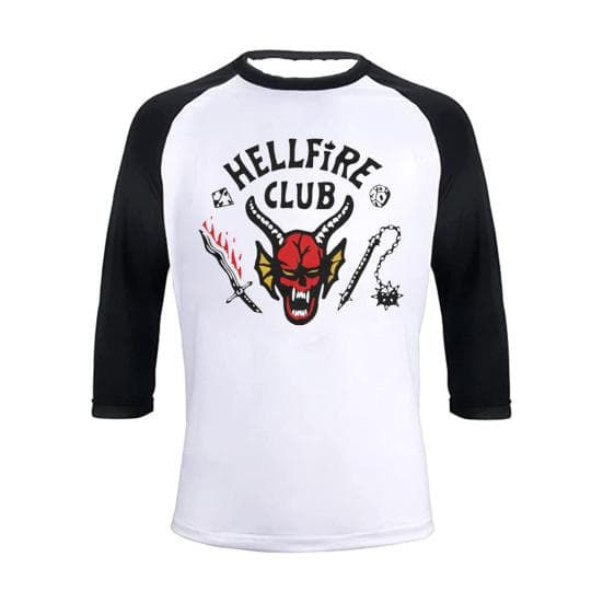 Hellfire Club T-Shirt Three-Quarter Sleeves Pullover Streetwear Women Men Aesthetic Graphic Printed Tees Clothes for Summer S
