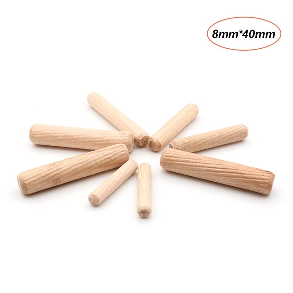 100pcs Dowel Wood Dowels Fluted Wooden Dowels Set of 100pcs Dowel Pins Fluted Pins 8mm x 40mm