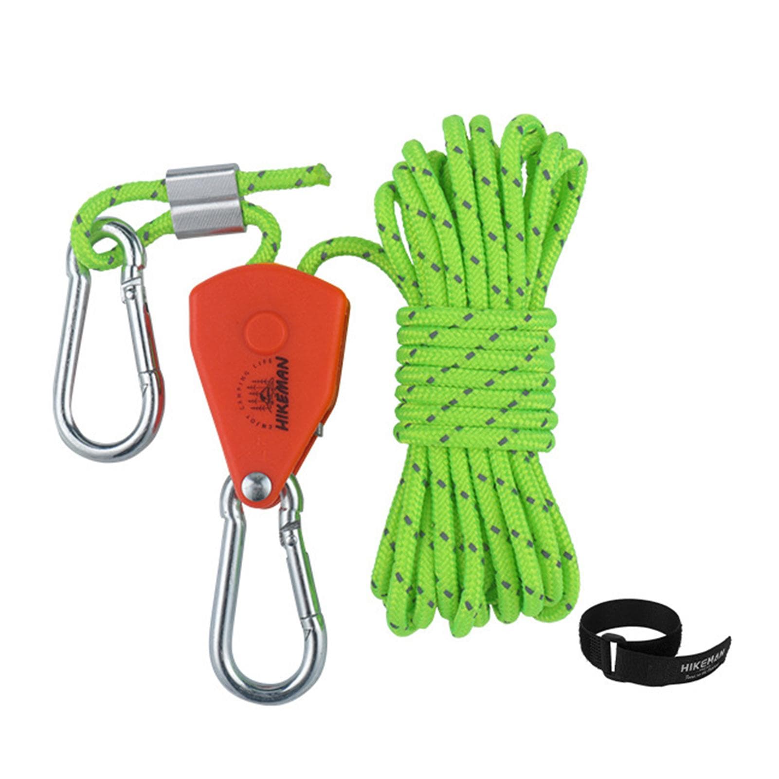 4meters/5meters Adjustable Tent Rope Clip Hanger LooseProof Reinforced Awning Windproof Rope Clip 4mm-4meters green
