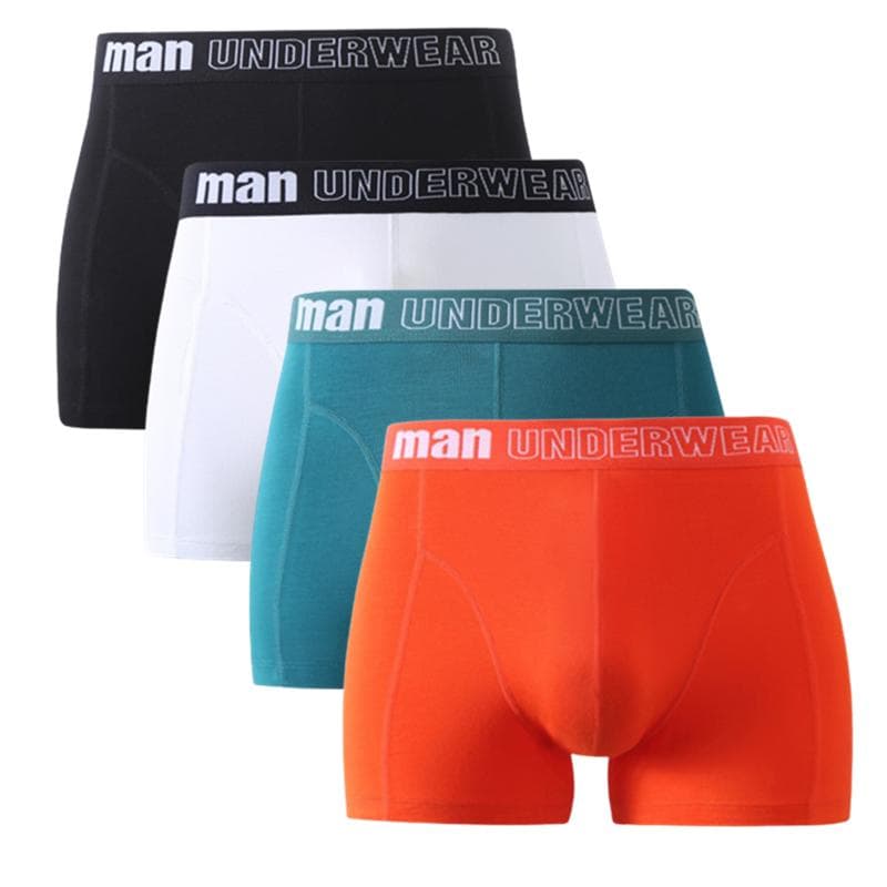 4 Pieces Men's Underwear Boxers Colorful Shorts Boy Undies Panties Big Size M L XL 2XL 3XL 4XL 5XL 6XL 7XL 5XL green/orange