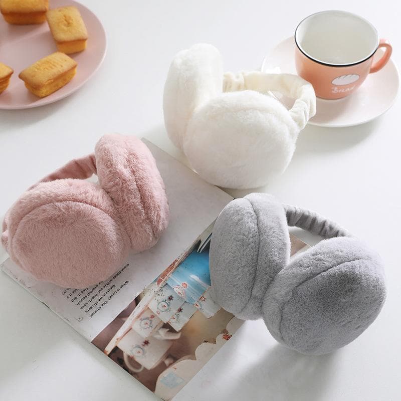 Cute creative folding hamburger earmuffs student Korean style warm earmuffs solid color cold-proof One Size