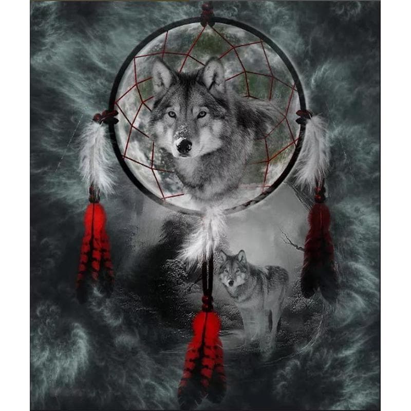 Hand Made Diamond Embroidery Mosaic Painting Kits Wall Cross Sticker Gray Wolf Picture Home Decor 20X30CM