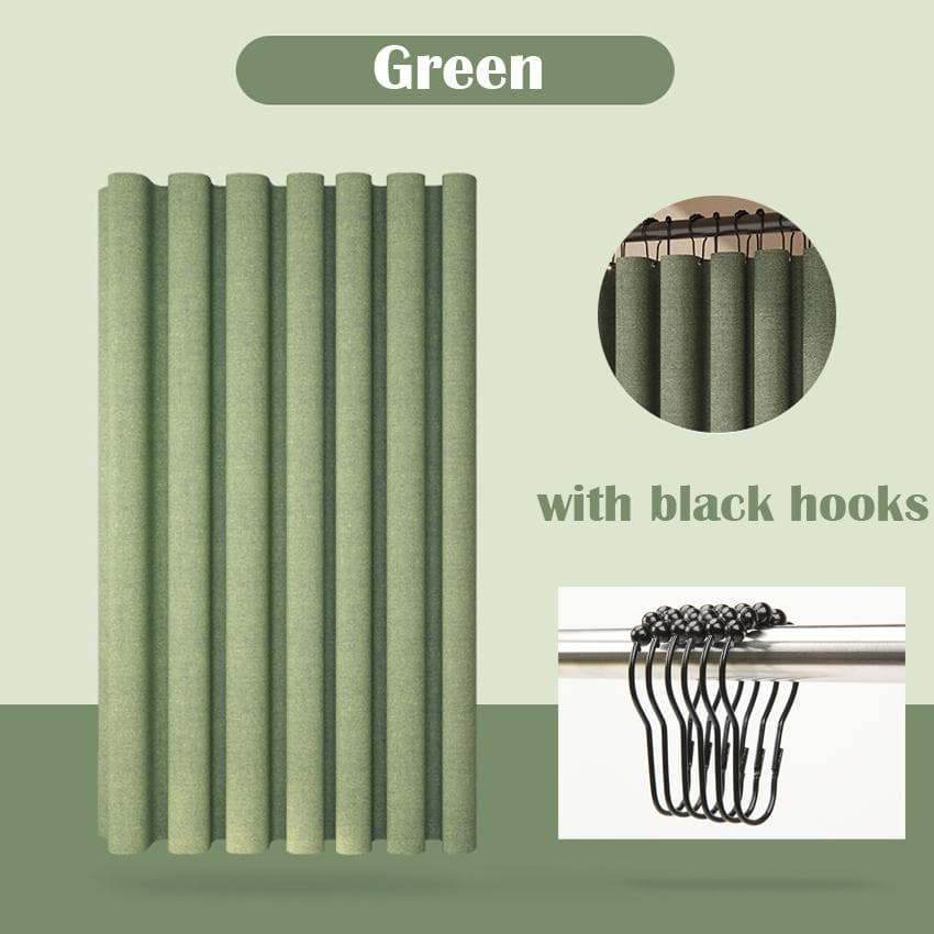 Luxury Thick Imitation Linen Shower Curtain Waterproof Bath Curtains For Bathroom Bathtub Large Bathing Cover with Metal Hooks W220xH200cm