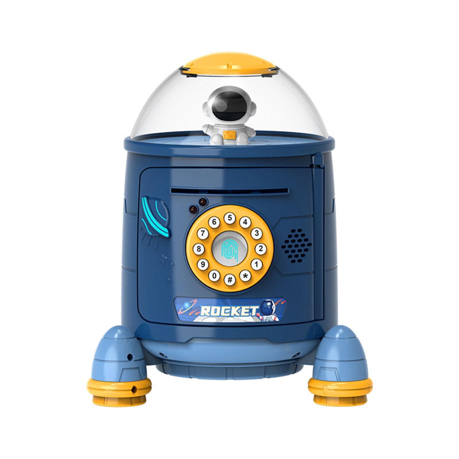 Rocket Piggy Bank Password Cute Coin Bank Intelligent Voice Reminder for Kids Boys Girls Red blue