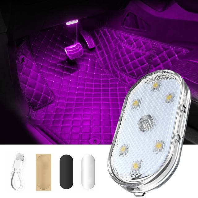 Car Mini LED Interior Mood Light USB Rechargeable Magnetic Wireless Touch Light Roof Reading Light Car Interior Accessories purple