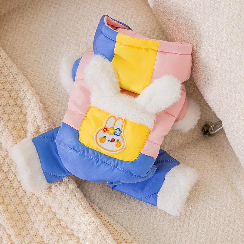 Autumn and Winter Dog Warm Thickened Down Cotton-padded Clothes Can Pull Contrasting Color Bunny Four-legged Cat Pet Dog Clothes XXL