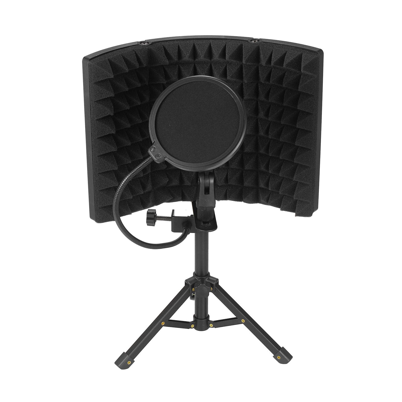 Microphone Isolation Screen with High-Density Absorbing Sponge 3-Panel Foldable Windshield Mini black