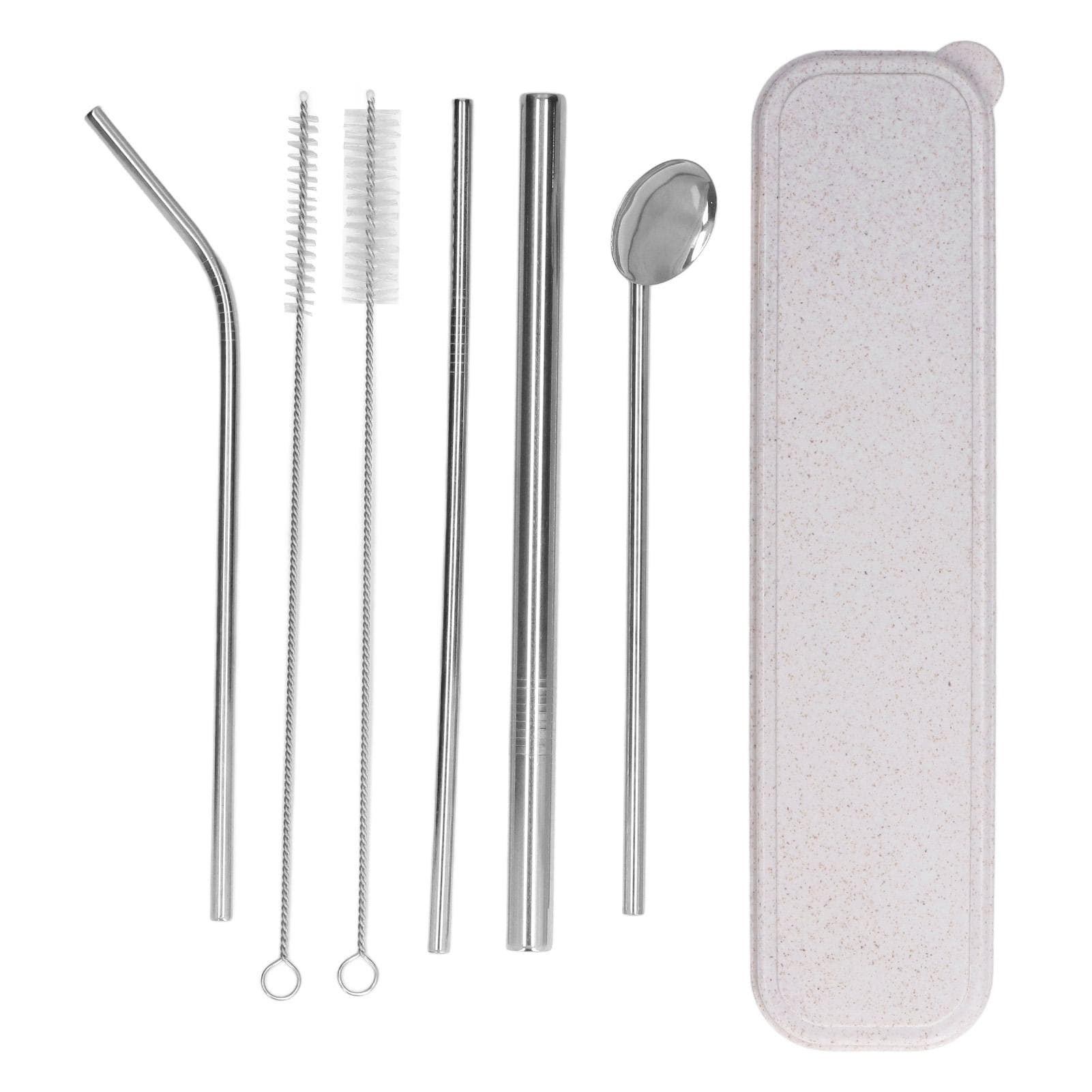 Portable 304 Stainless Steel Drinking Straws Spoon Set Reusable Cocktail Drinking Straws with 2 L(for 6.5-9kg) silver