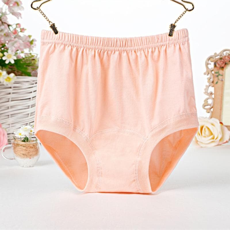 Women Underpants Cotton Panties Underwear Breathable High Waist Comfortable Soft Plus Size Briefs XL apricot