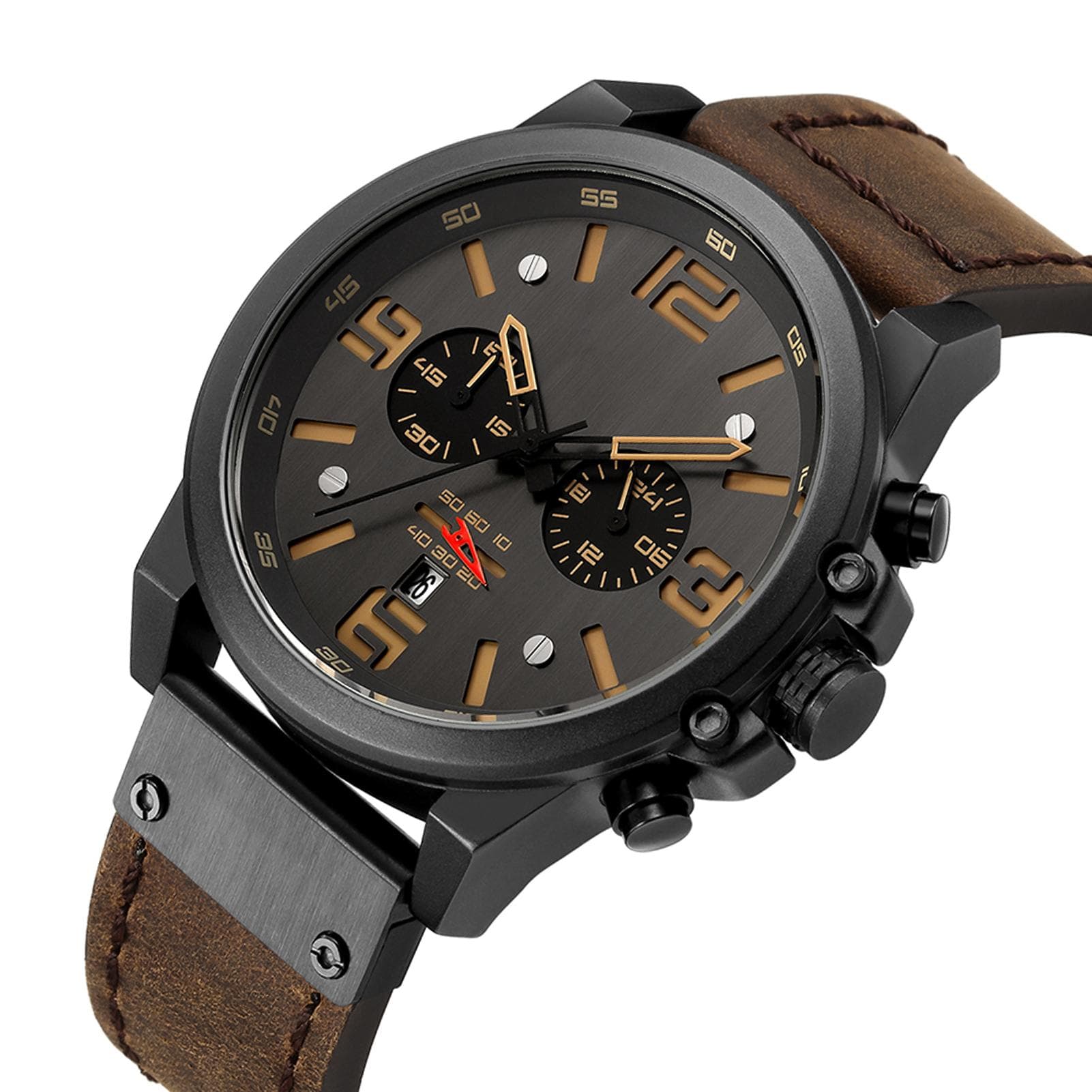 CURREN 8314 Men Watch Quartz Brand Watch Wristwatch Calendar Hour Minute Time Display Leather Watch brown