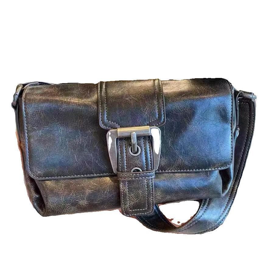 The Versatile Motorcycle Bag, Maillard Underarm Bag, High-end Texture and Stylish Single-shoulder Crossbody Bag 26*15.5*10cm black