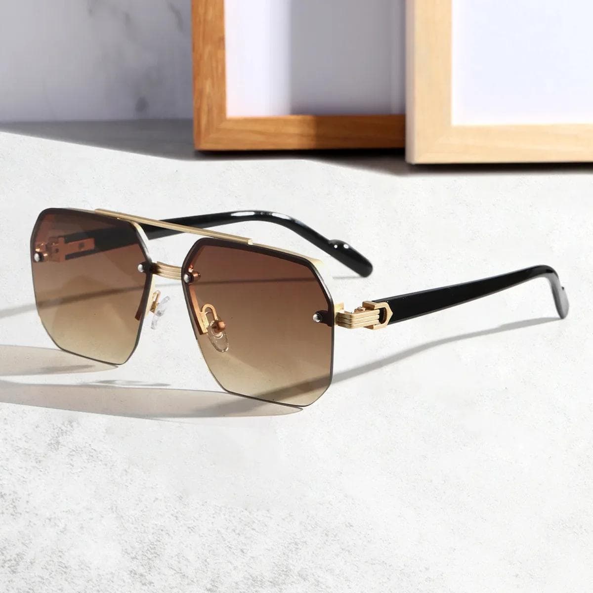 Retro Half Frame Sunglasses UV400 Protection Stylish Versatile Shades for Street Photography Driving Travel