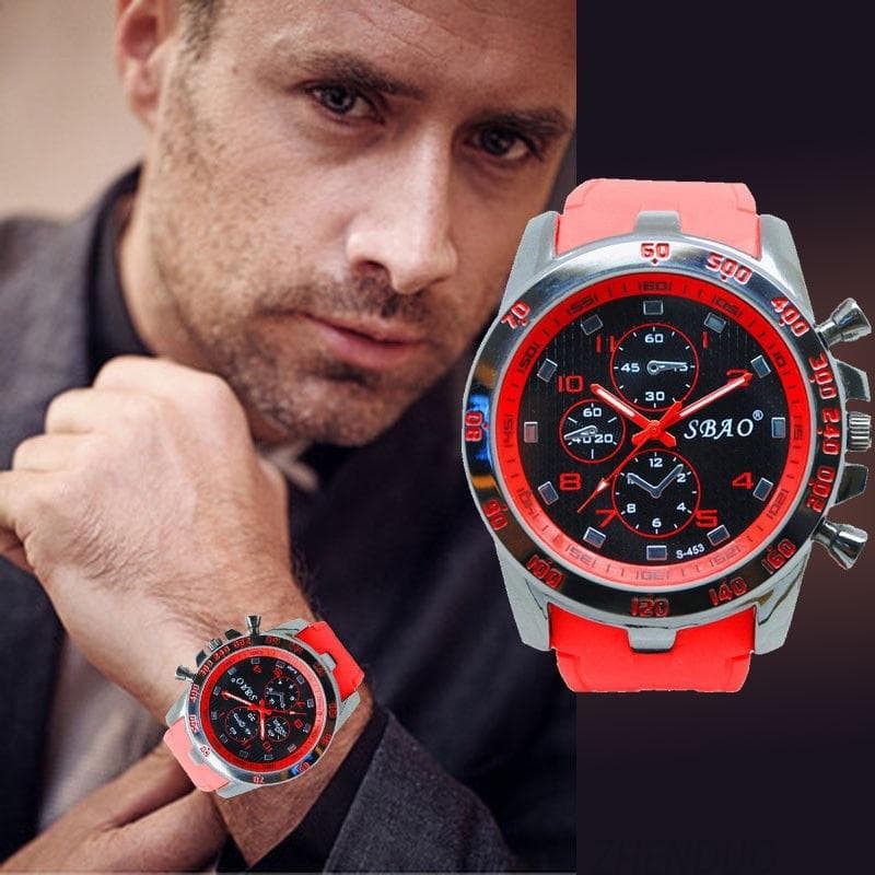 Sports Silicone Watch Luxury Analog Quartz Modern Men Fashion Wrist Watch red