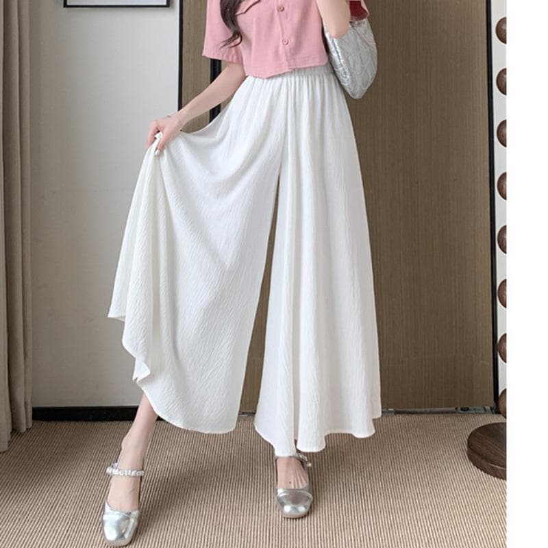 White Ice Silk Skirt Pants for Women In Spring and Summer Thin New High Waist Loose Drape and Casual Yamamoto Skirt Pants XL