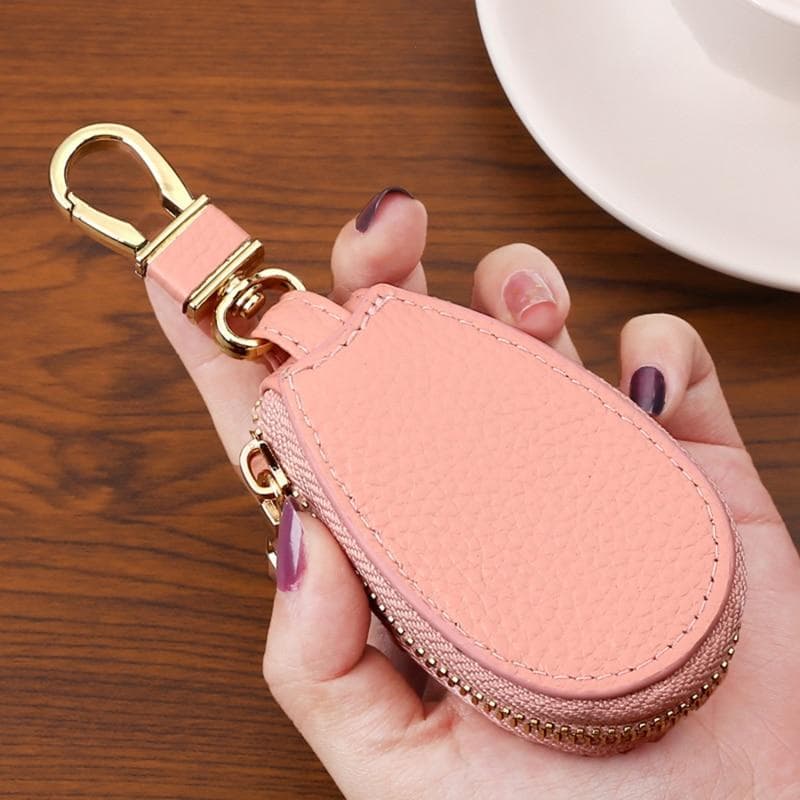 Car Key Wallet Women Zipper Door Keys Storage Mini Portable Multi-function Classic Car Key Bag pink