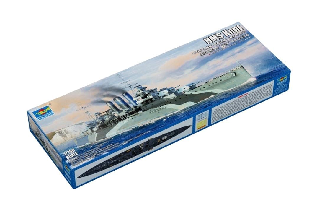 Trumpeter 1/700 Scale Royal Navy Heavy Cruiser HMS Kent Plastic Model 06735 (Pre-painted)