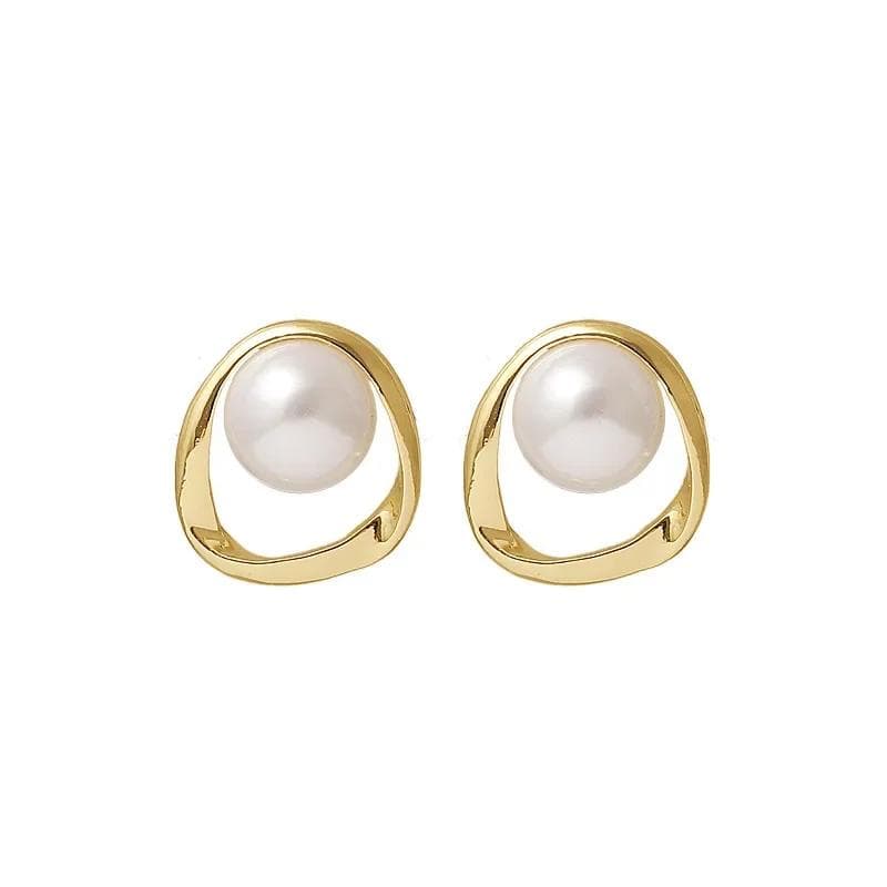 Imitation Pearl Earrings For Women Gold Color Round Stud Earrings Fashion Jewelry Gift 1 pair