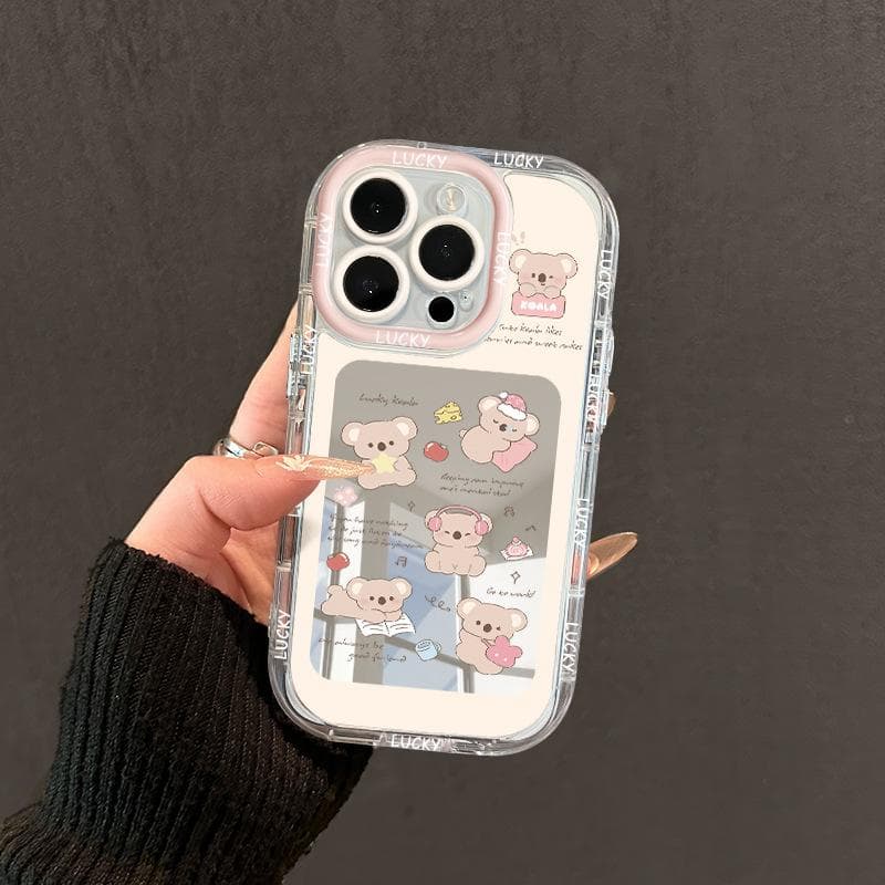 Ins Cartoon Bear Suitable for Apple 16promax Mobile Phone Case Iphone15plus Feather Cream 14/13 Apple 16PROMAX