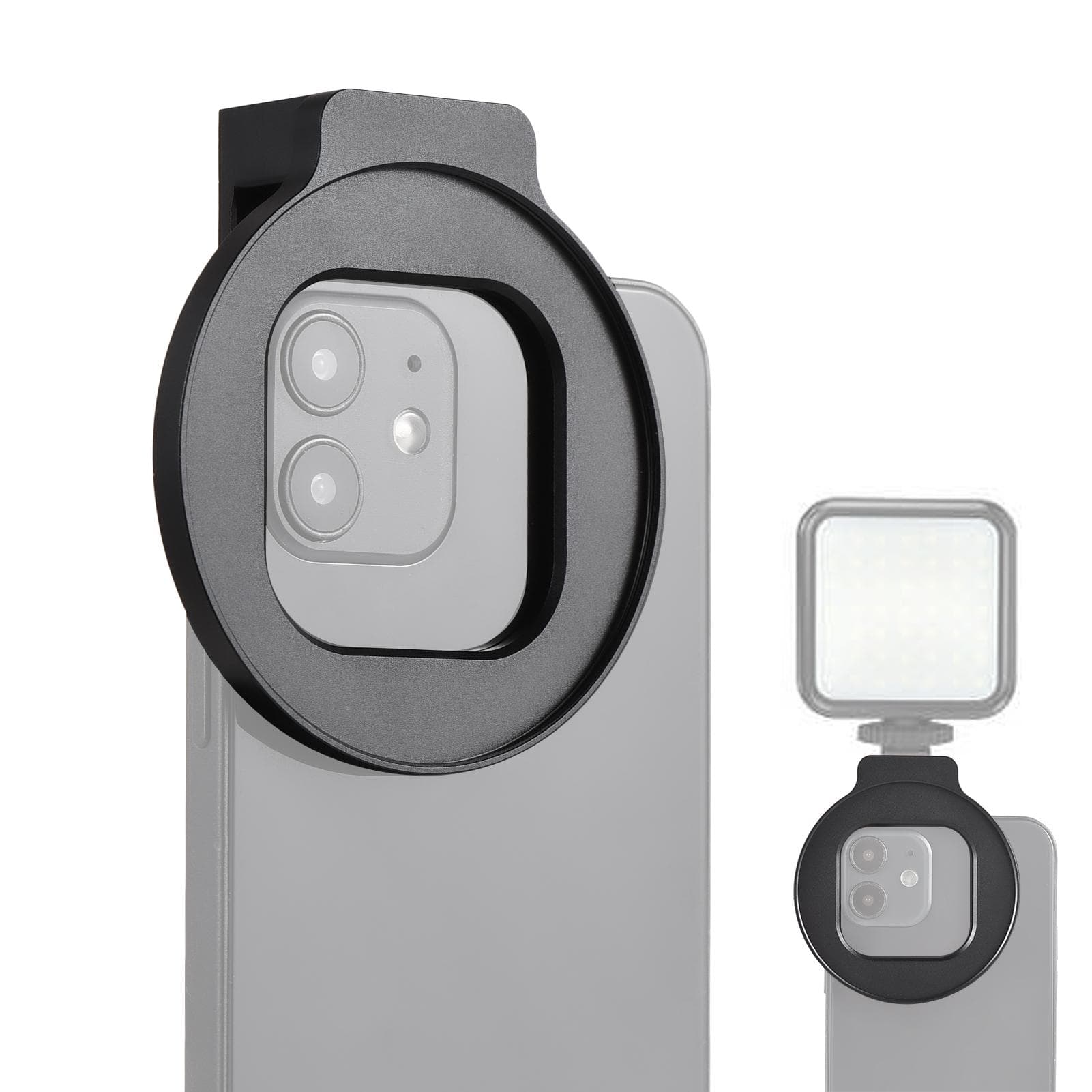 67mm Phone Filter Mount Threaded Lens Filter Clip Full Metal with Cold Shoe Mount Replacement for black