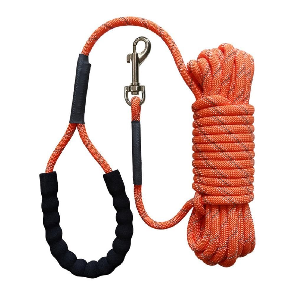 Dog Leash Reflective Long Lead Training Tracking Line Foam Handle Heavy Duty Pet Rope 2m 3m 5m 10m 15m 20m for Small/Large Dogs S 2M orange