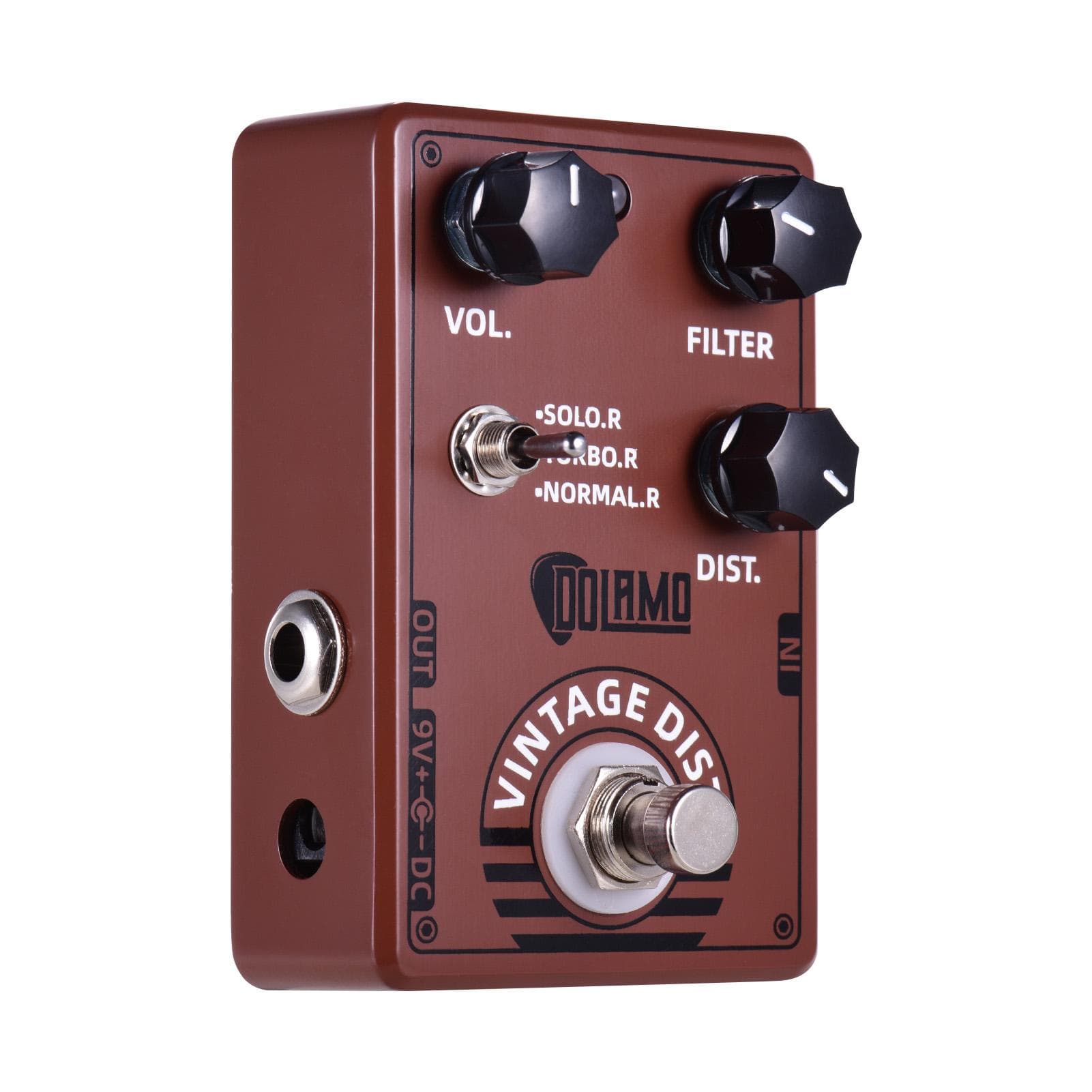 Dolamo D-11 Vintage Distortion Guitar Effect Pedal with Volume Filter and Distortion Controls True coffee