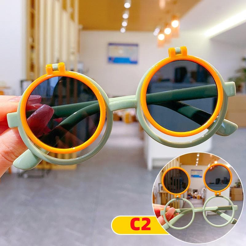 Kids Flip Frame Sunglasses UV400 Protection Cartoon Sunshade Eyewear for Boys Girls Summer Beach Party Favor Age 0 -10