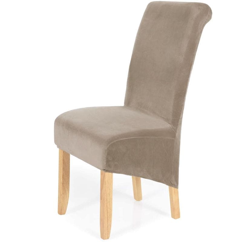Stretch Velvet Dining Chair Covers Removable Washable Large Soft Dining Chair Slipcovers taupe