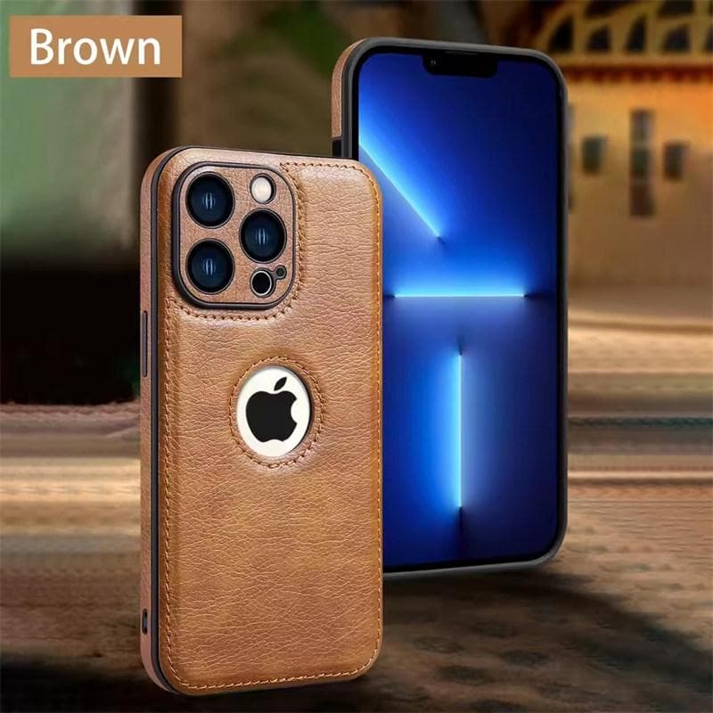 High Quality PU Leather Case for Apple iPhone 16 Pro Max 11 12 13 14 15 16 Pro Max Plus X XR Logo View Luxury Business Mobile Phone Cover iPhone 12 brown