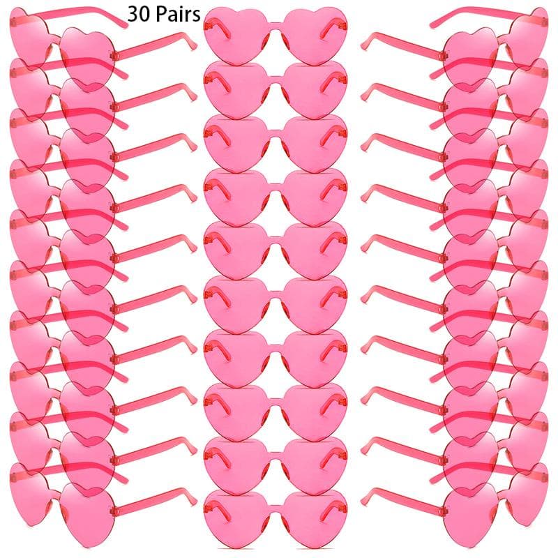30 Pairs Heart Sunglasses Cute Rimless Solid Color Beach Vacation Shades Women Fashion Rave Sun Glasses as picture shows